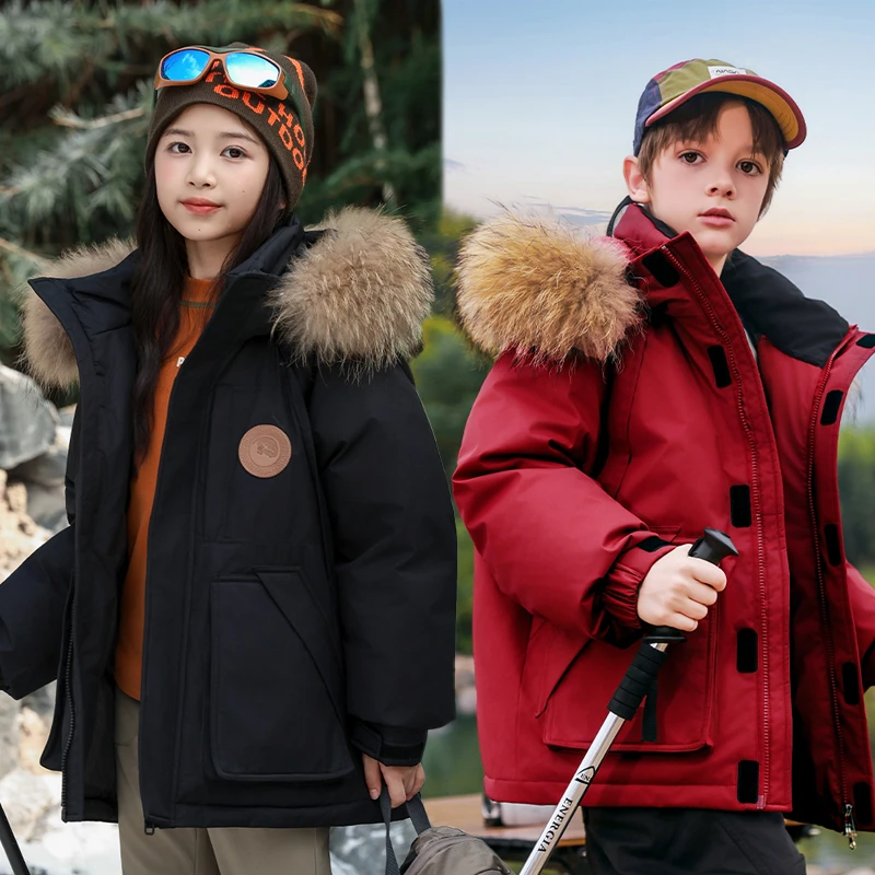 女童羽绒服中长款2025新款儿童派克服男童中大童冬季加厚保暖外套