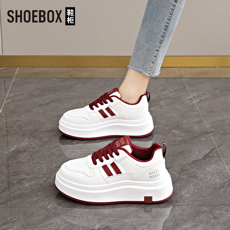 SHOEBOX鞋柜厚底小白鞋女鞋2025春新款休闲板鞋百搭防滑运动鞋子