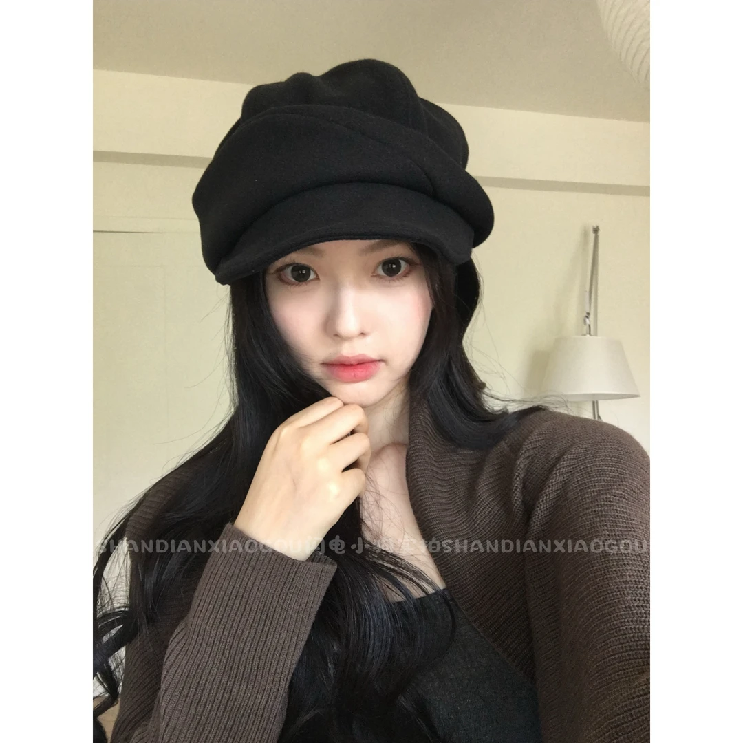 2025加大版张婧仪同款贝雷帽*百搭遮耳ins风韩版秋冬季画家帽