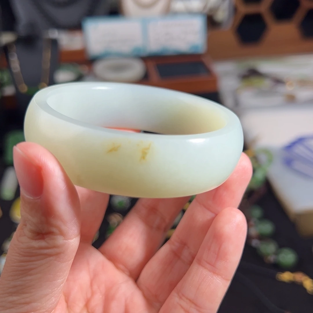和田玉未镶嵌手镯和田玉宽版正装手镯58.3圈口