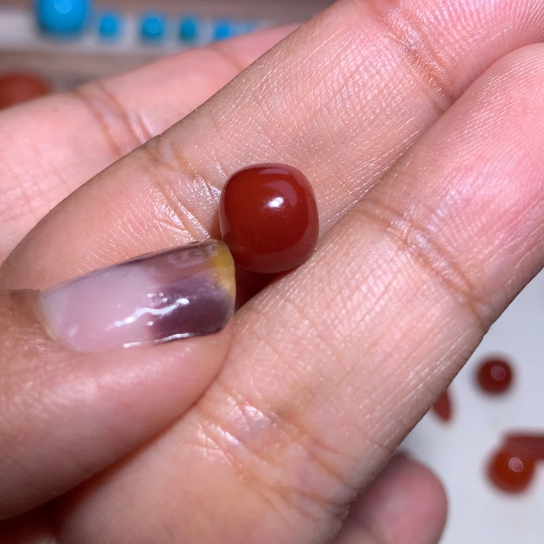 柒***柒未镶嵌老型9×8南红玛瑙微纹 牛血