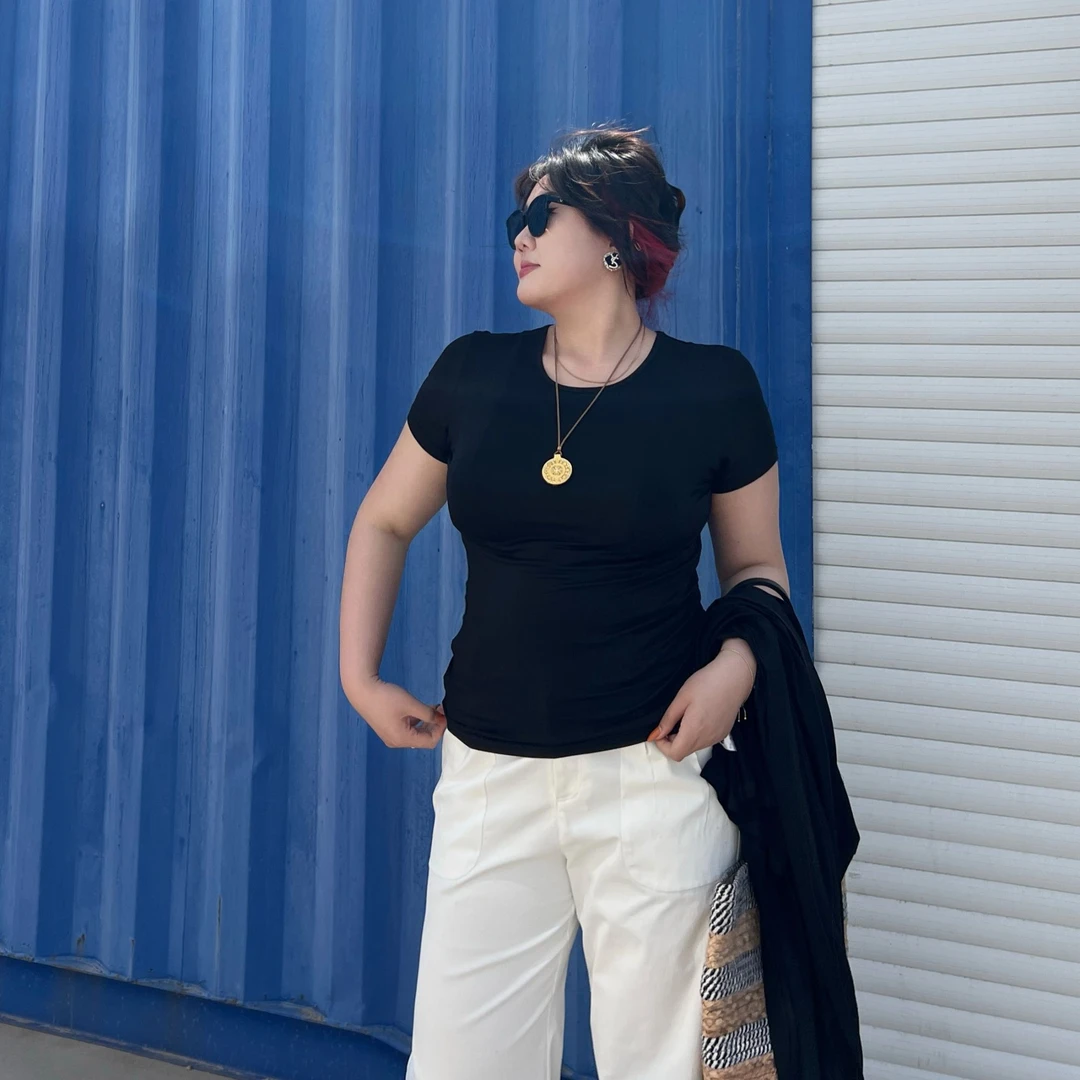 178高个子大码200斤夏季新款修身显瘦百搭短袖T恤上衣超薄面膜T