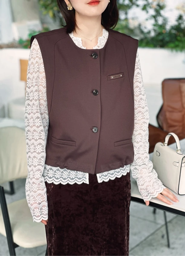 俪妍新款咖色马甲