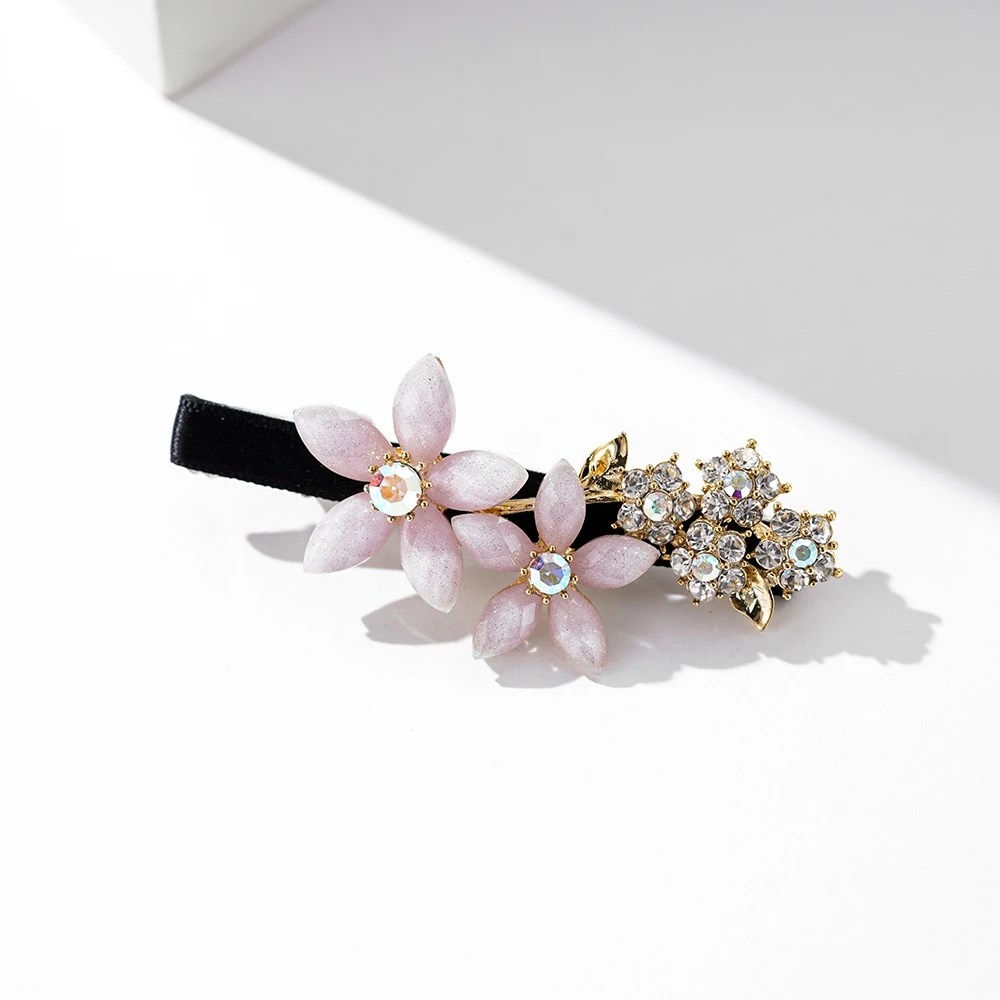 FJ3684浅紫双花鸭嘴夹气质