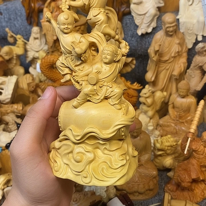 黄杨木黄杨木瑕疵童子打鼓