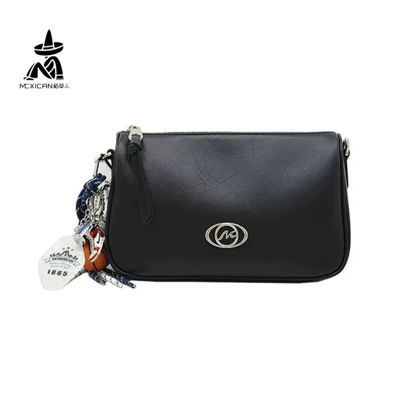 新款时尚牛皮斜挎枕头包