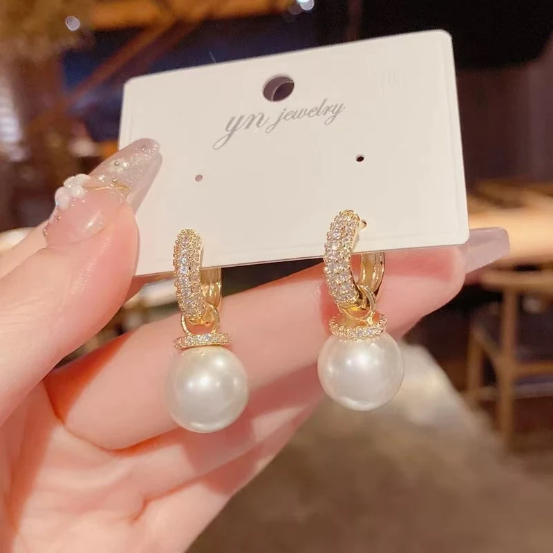 铜合金仿珍珠耳饰 086轻奢珠珠小众气质款耳坠女式女士耳环时尚