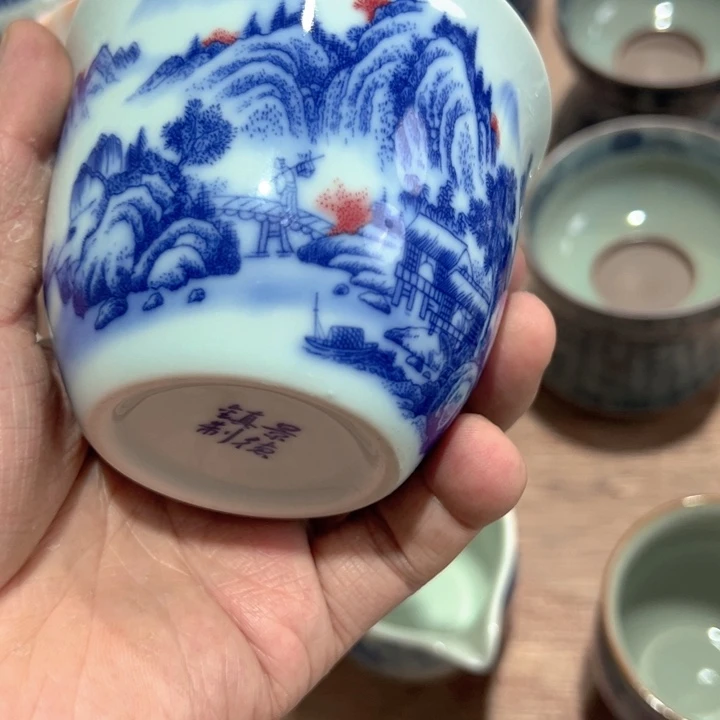 瓷片白富春山居图旅行公道杯
