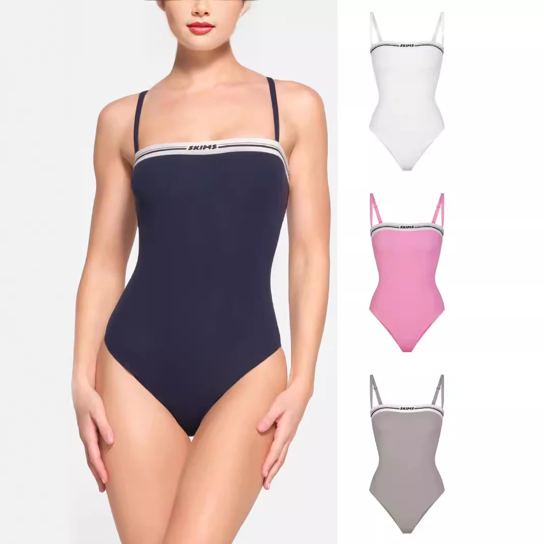 skims卡戴珊同款24款简约logo字母吊带连体衣网球弹力吊带塑身衣