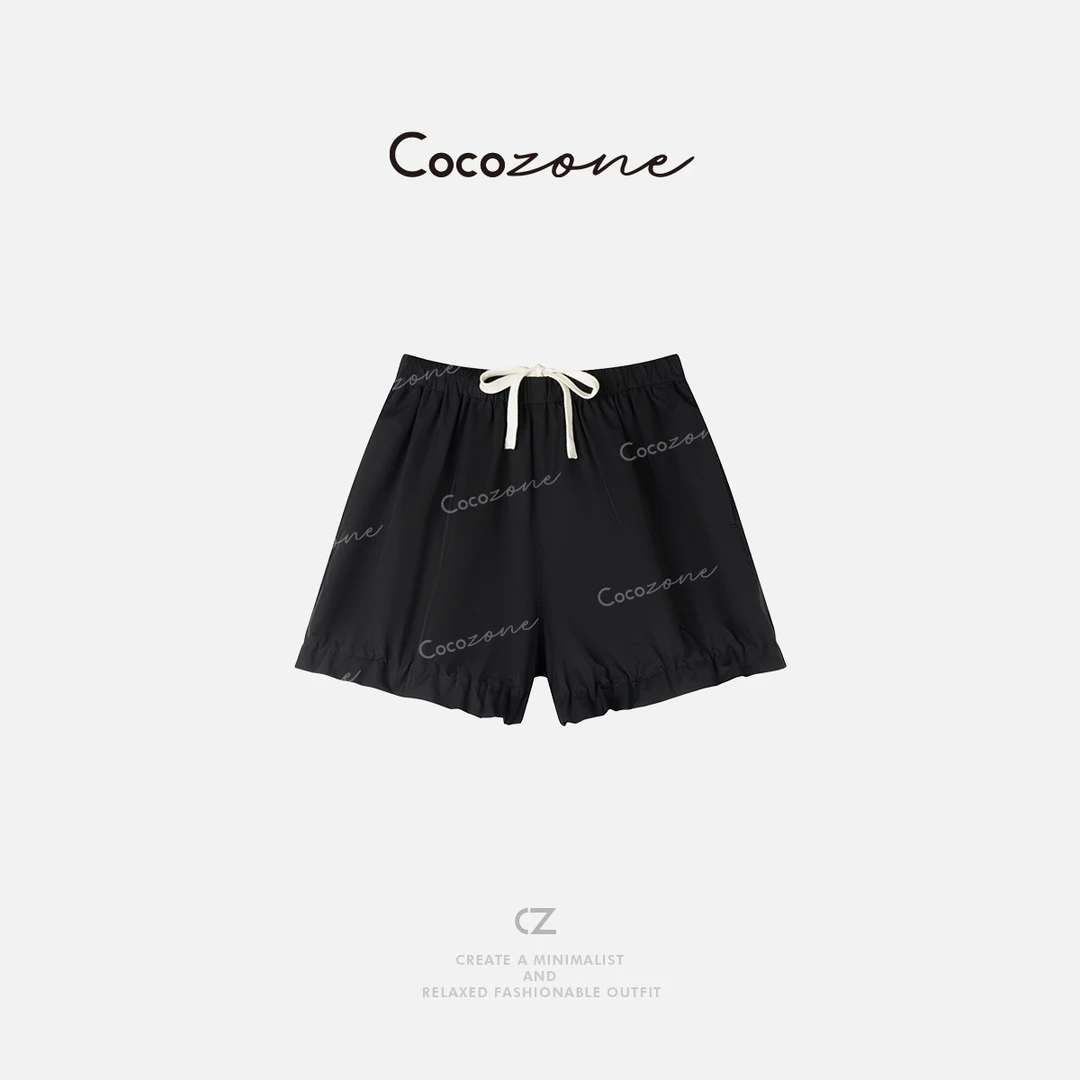 COCO ZONE 刘一一  花苞设计居家慵懒风休闲松紧腰短裤CD2A0837
