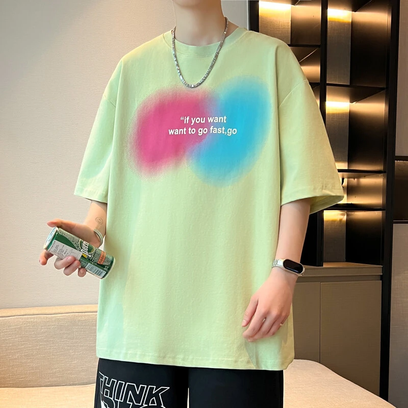 2025年夏季爆款青少年港风短袖夏季新款潮流百搭字母印花短袖T恤
