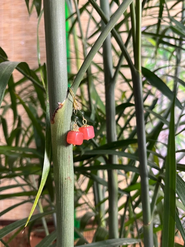 岁丰有和 925银耳勾盐源方糖玛瑙 和田碧玉耳饰