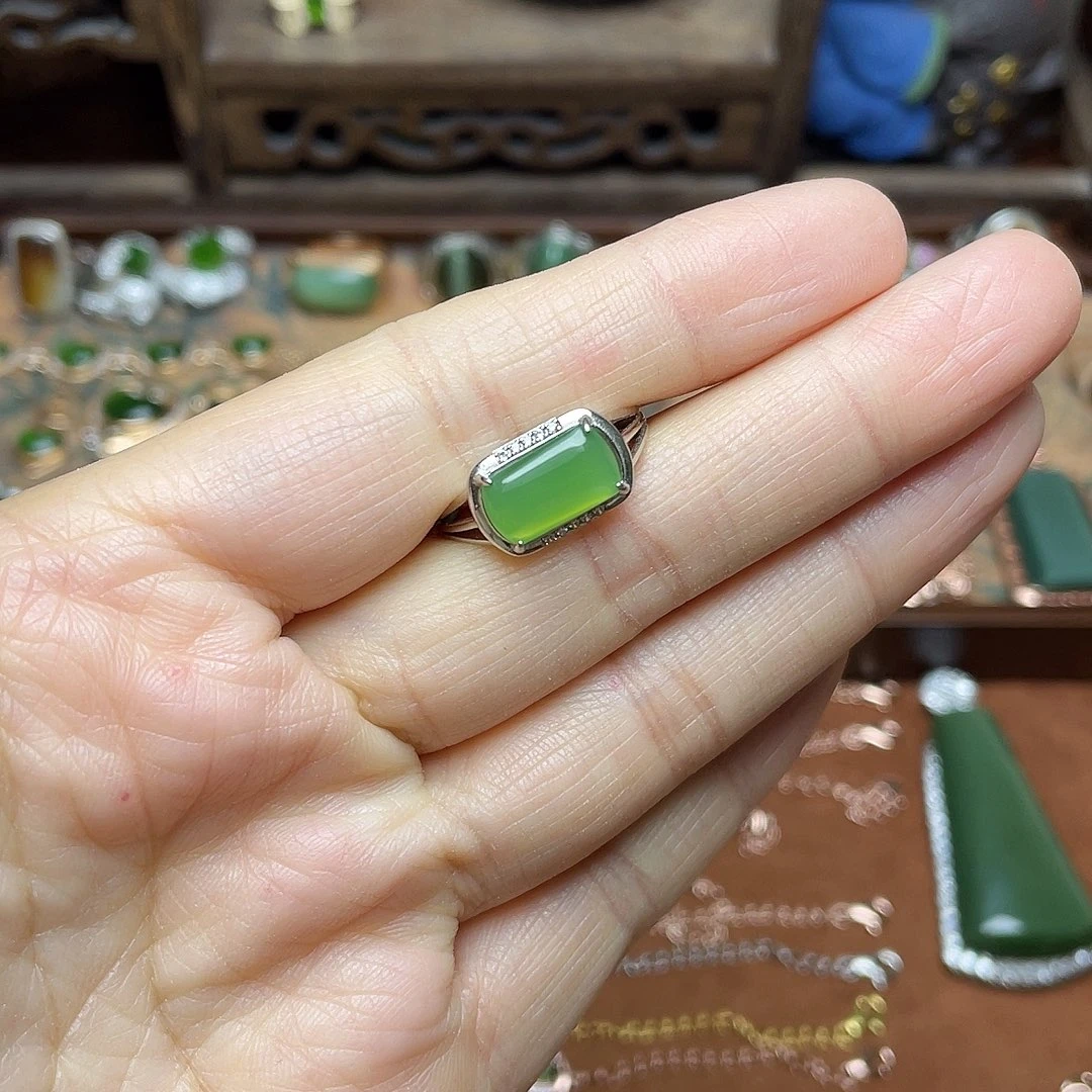 和田玉（碧玉）银S925镶嵌吊坠(赠链)