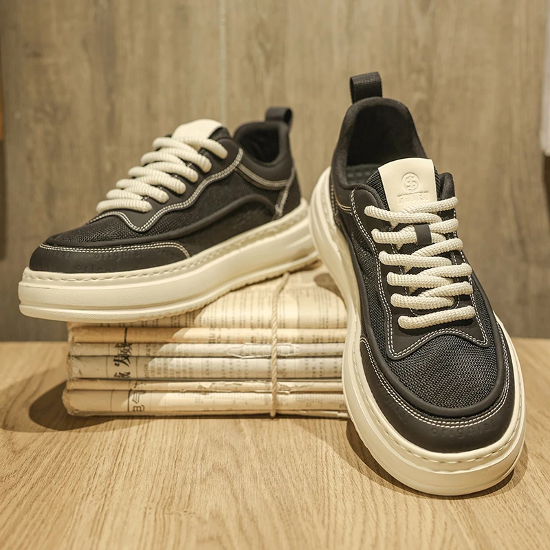 2025年春季系带百搭休闲风休闲网面潮鞋夏季透气韩版板鞋时尚潮流