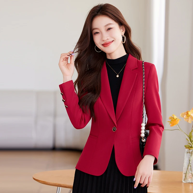 红色西装外套女春秋2025新款时尚气质高级感休闲小个子西服上衣女