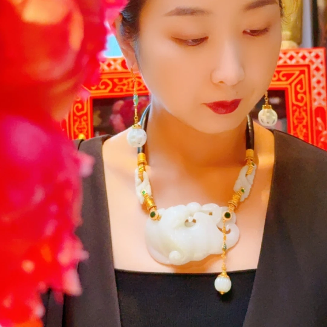 原创设计和田白玉洪福齐天高级时尚大气轻奢项链/颈链【天玺珠宝】