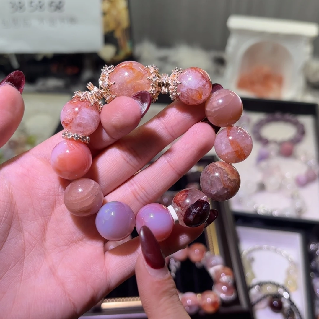 手链银S925镶嵌烟晶