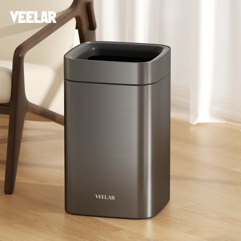 VEELAR无盖垃圾桶新款简约家用厨房卧室卫生间客厅高颜值纸篓DB