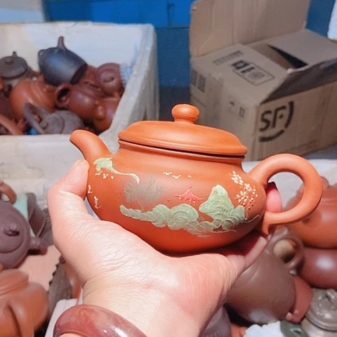 茶杯绿泥宜兴紫砂全手工制作清货