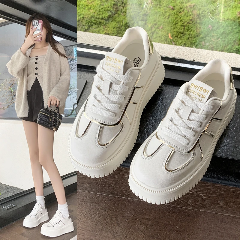 真皮小白鞋子女春夏品牌女鞋学生单鞋厚底休闲鞋百搭小众高端鞋子