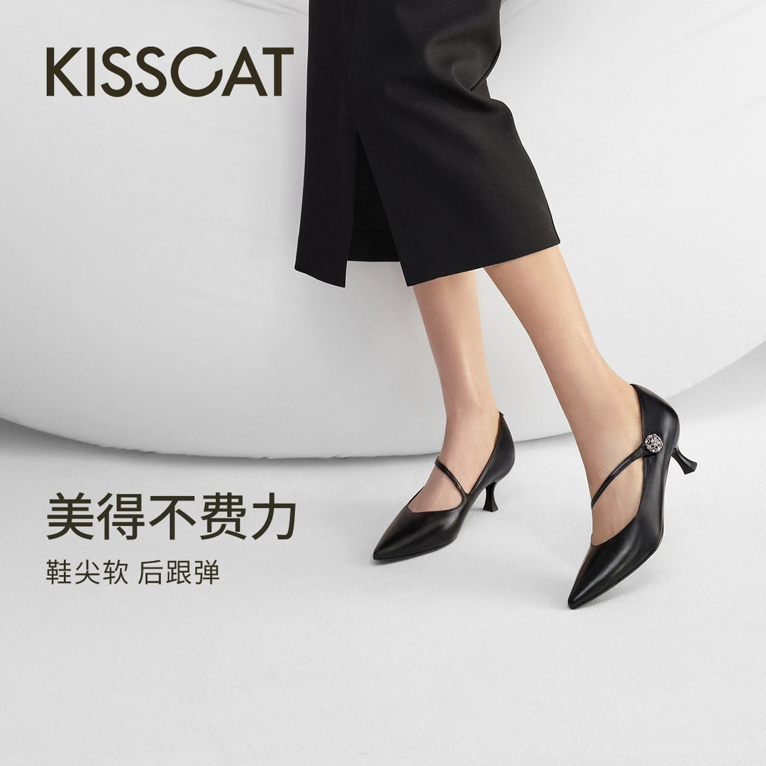 接吻猫浅口单鞋25新都市时尚通勤穿搭【花漾高跟玛丽珍】KA65125-10