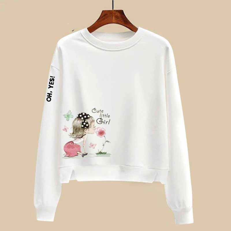 新款棉质白色短款长袖t恤女2025春秋季上衣女高腰宽松百搭打底衫