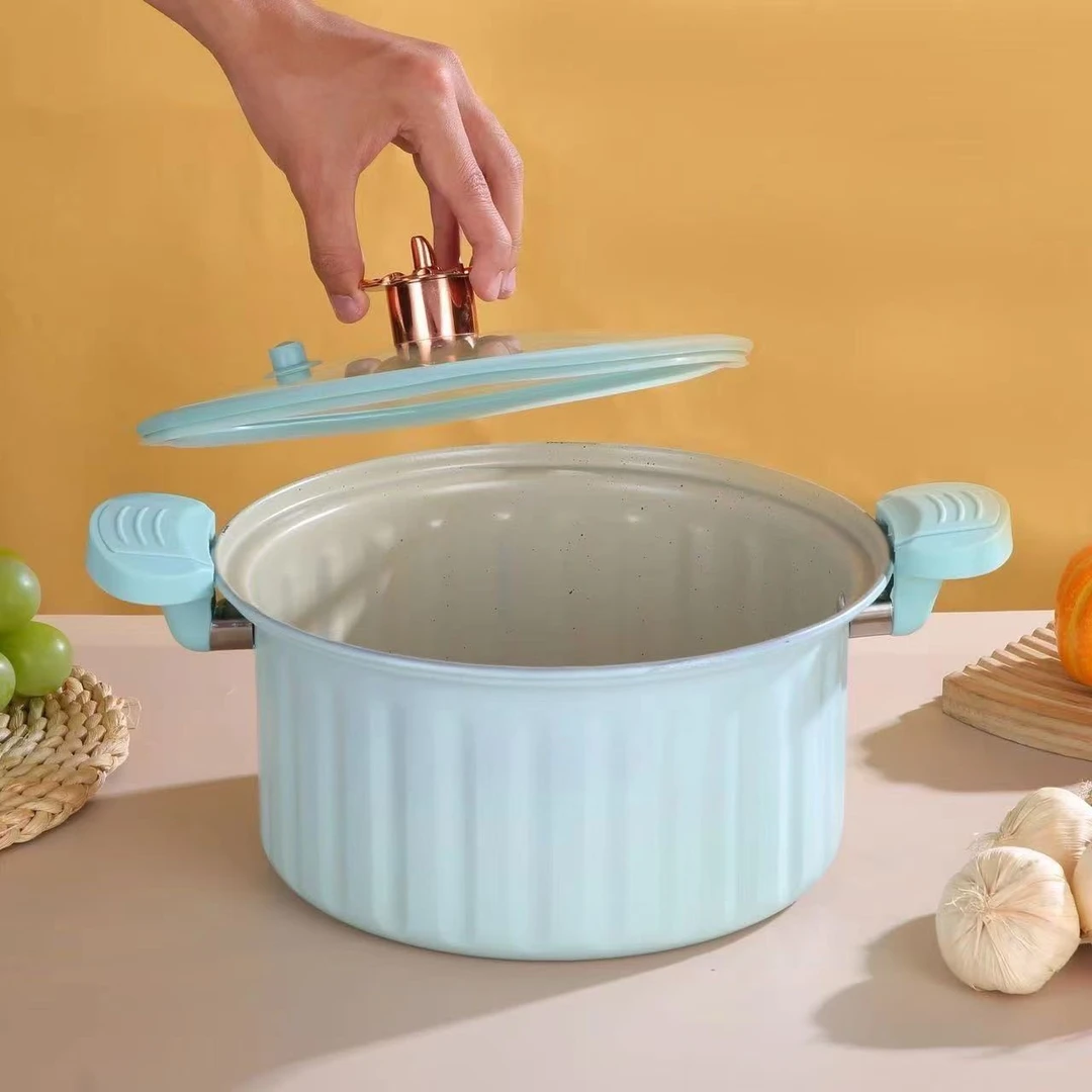 微压料理锅煲汤大容量不粘锅家用电磁炉双耳通用汤锅颜色随机