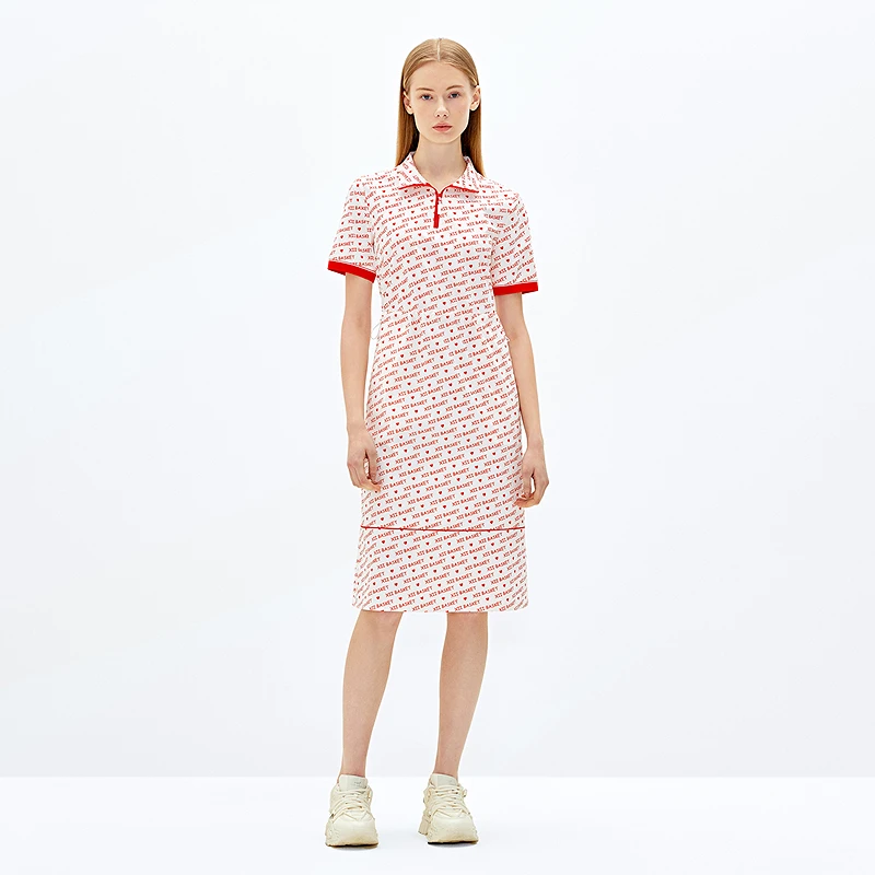 XII BASKET十二篮25夏新款满印字母抽绳松紧腰连衣裙7C35205060