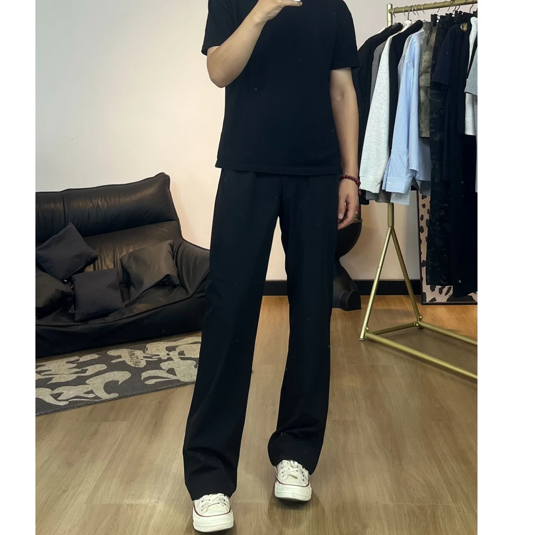 【孟初】LU感微弹力微喇裤速干夏季西裤西服裤直筒男款长裤欧美风