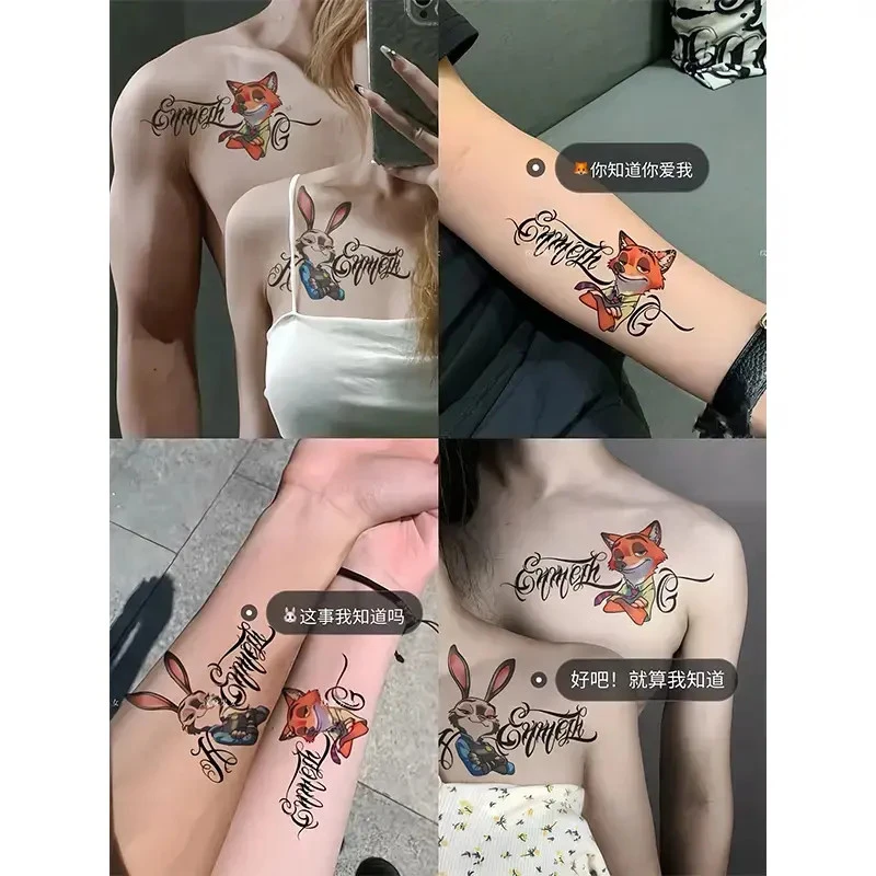 朱迪和尼克彩色纹身贴兔子警官情侣闺蜜锁骨手臂贴纸防水持久