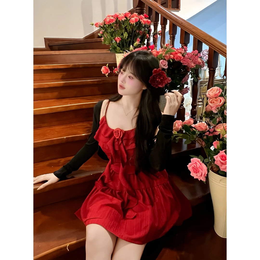 【浪漫主场】7769+6067微胖纯欲辣妹吊带半身裙套装度假显瘦两件套