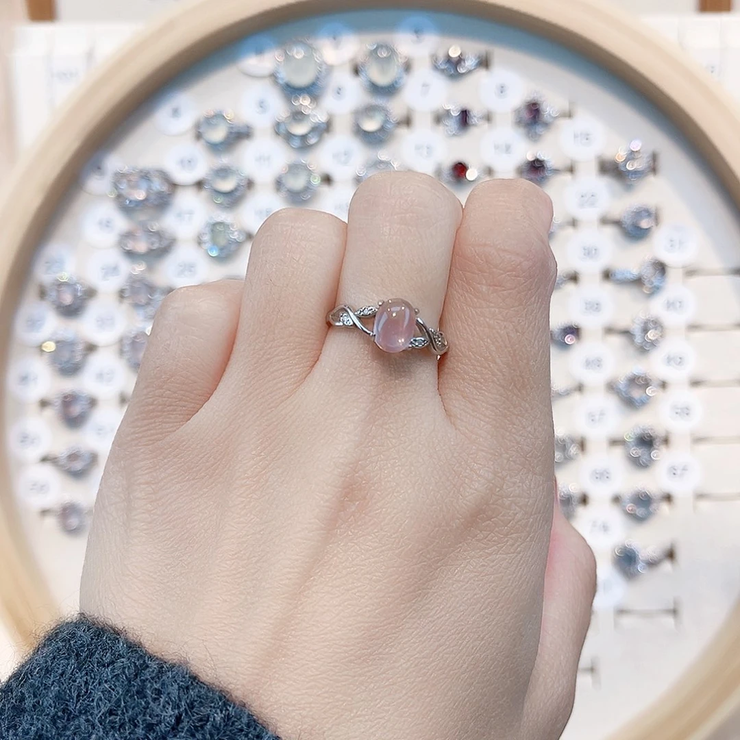 芙蓉石戒指银S925镶嵌