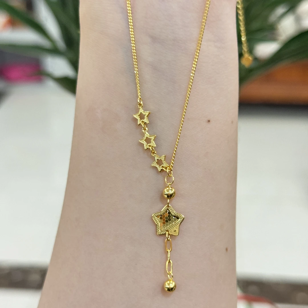 ②专属Q【双面鱼鳞星星套链】足金999精工5g