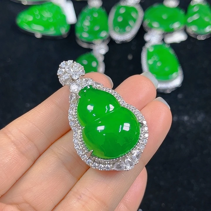 翡翠银S925镶嵌吊坠(不含链)