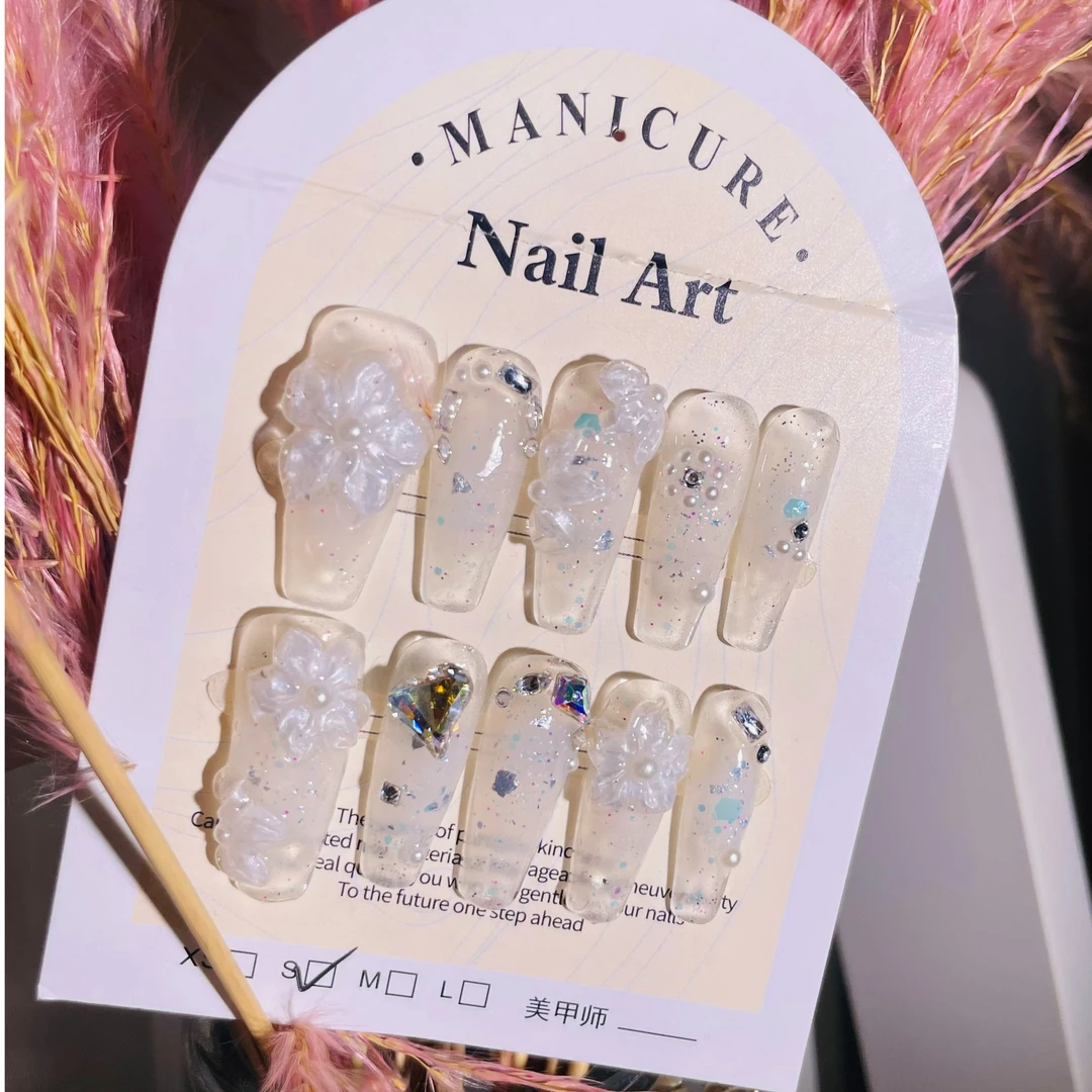 纯手工山茶花可拆卸穿戴美甲温柔气质高级感满满