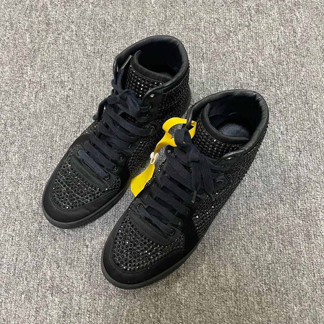 95新 GUCCI/古驰 圆头平底高帮板鞋  37.5码/7409