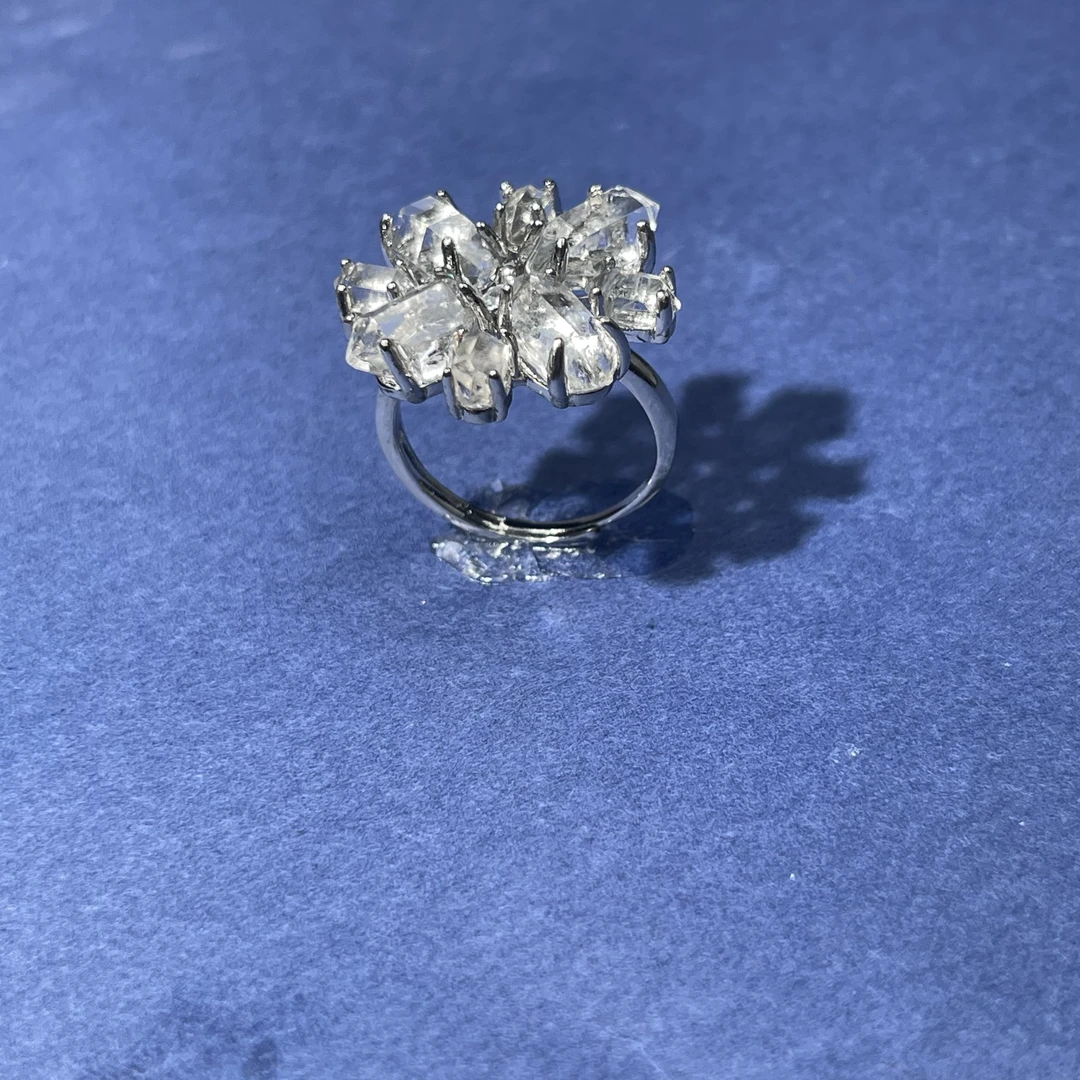 天然水晶雪花戒指