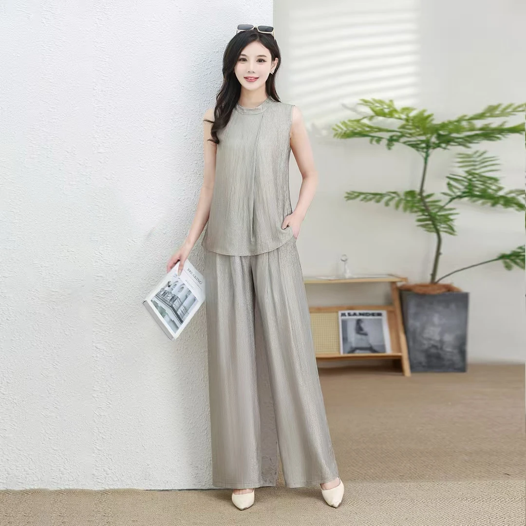 夏季时尚相印灰无袖套裤