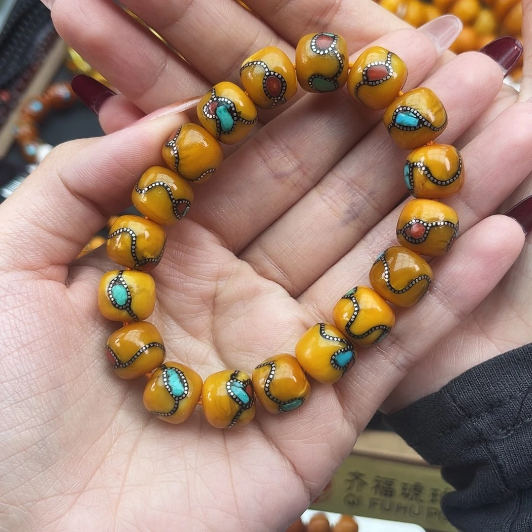 琥珀未镶嵌手链12尼泊尔