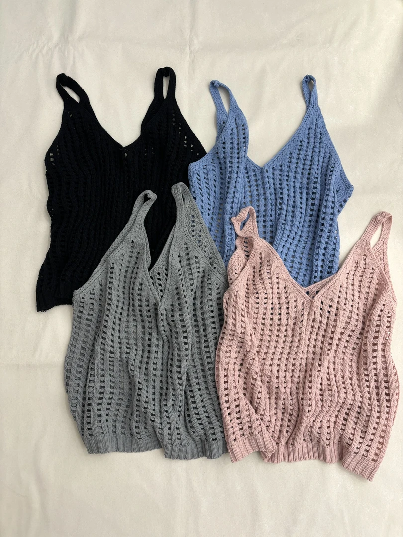 [王小二]180韩版宽松慵懒风叠穿针织镂空吊带马甲背心