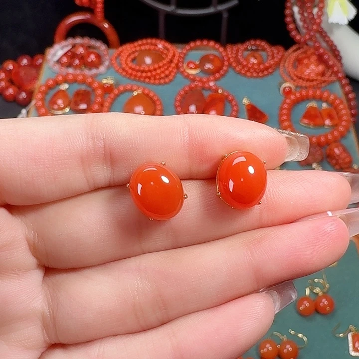 南红玛瑙银S925镶嵌顶货12