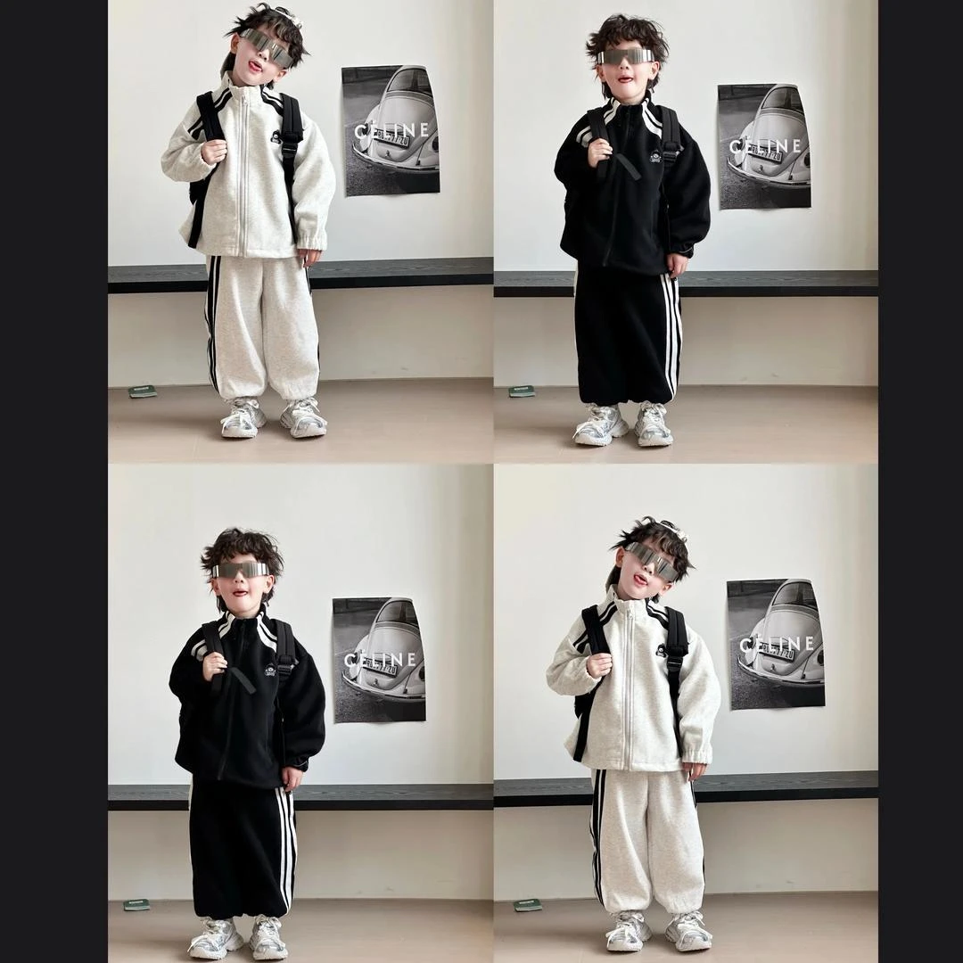 儿童套装2025春季新款男宝宝时尚两件套休闲卫衣套装春秋款潮酷风