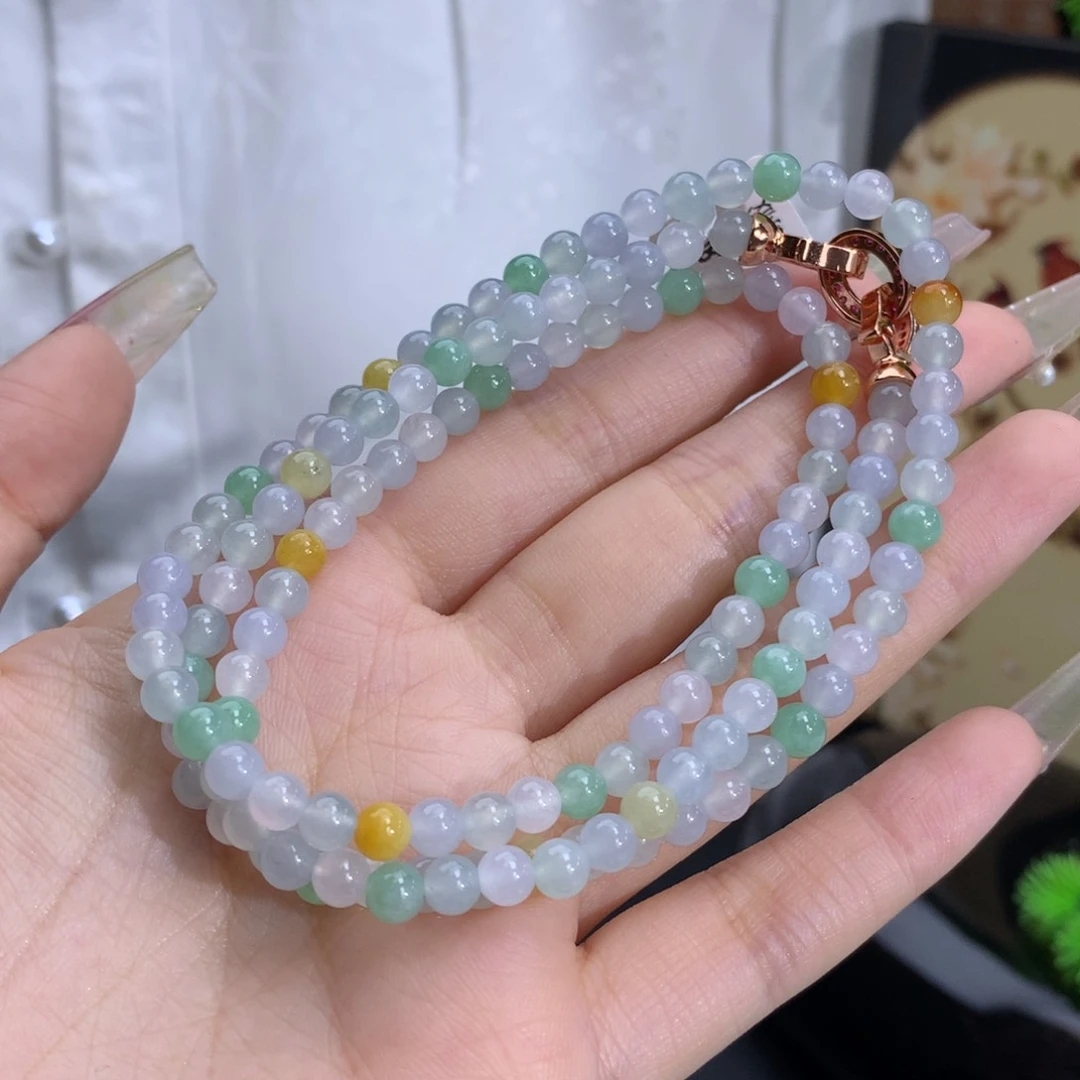 翡翠手链未镶嵌卡5.0冰胶多宝马卡龙