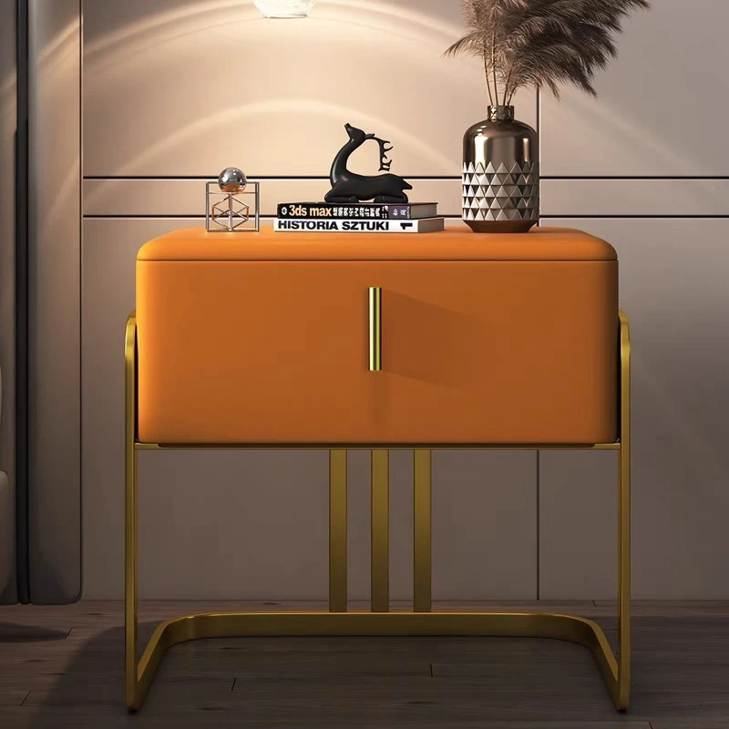 轻奢免安装床头柜网红ins风创意简约现代卧室皮质床边柜家用置物