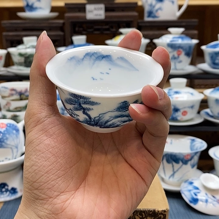 手绘压手杯85cc釉下彩微瑕福利款