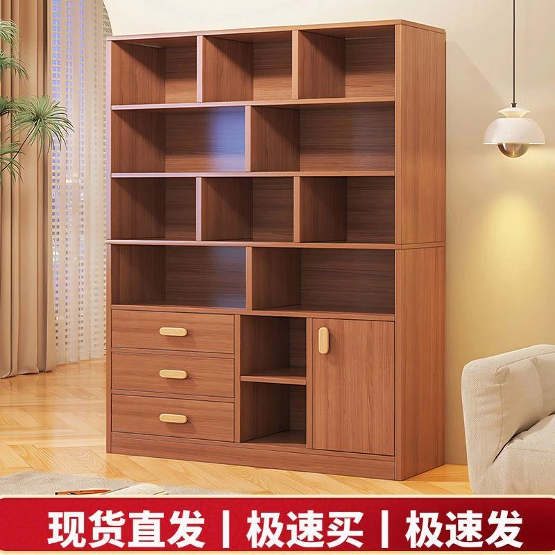 乌市发货新疆包邮组合书架落地多层书柜一体靠墙置物架客厅展示柜