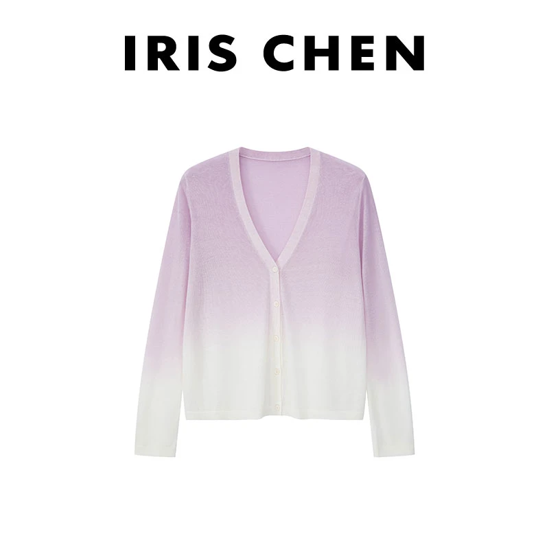 现货IRIS CHEN 渐变开衫 2025春夏水溶羊毛渐变针织开衫25WT250