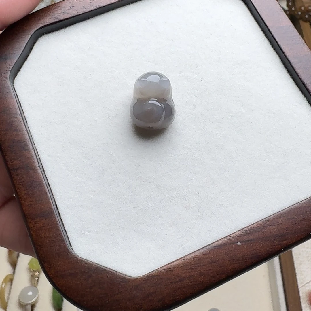 翠***翠和田玉未镶嵌吊坠(不含链)和田玉烟紫趴趴猫包编绳