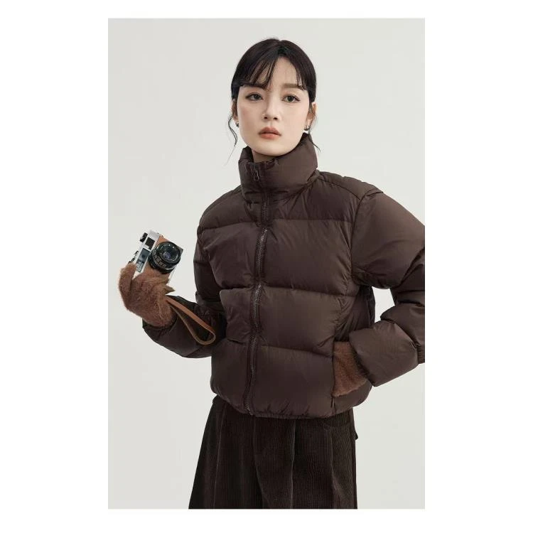 小个子短款羽绒服女冬季2024新款肯豆风白鸭绒保暖外套 婉双 棕