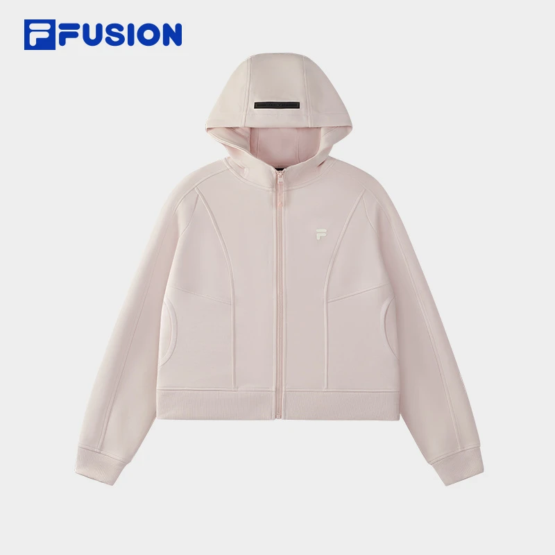 FILA FUSION斐乐潮牌针织连帽外套女2025冬新款时尚休闲修身上衣